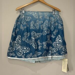 Millenium NWT ombré blue butterfly print silver detail paper waist mini skirt M